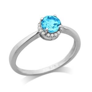 Bague topaze bleue or blanc